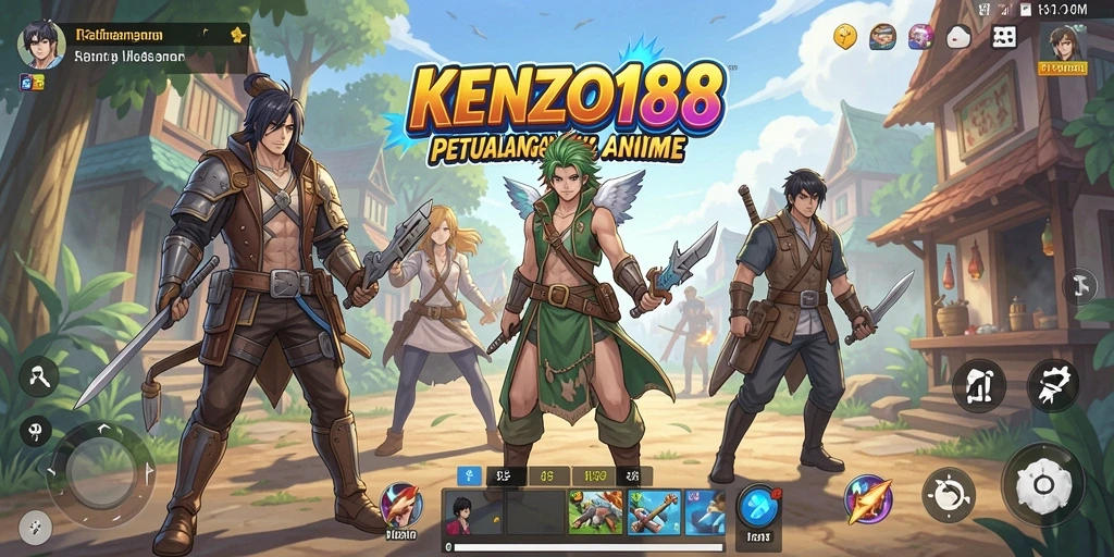 Tampilan gameplay KENZO188 yang memukau dengan karakter Anime.