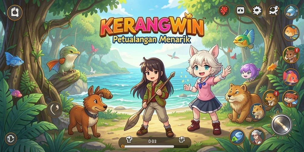 Tampilan gameplay KERANGWIN yang menakjubkan dan penuh aksi.