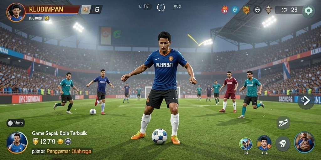 Tampilan gameplay yang menampilkan aksi seru di lapangan sepak bola.