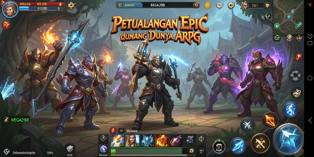 Screenshot utama gameplay MEGA288 menunjukkan aksi seru dalam pertarungan.