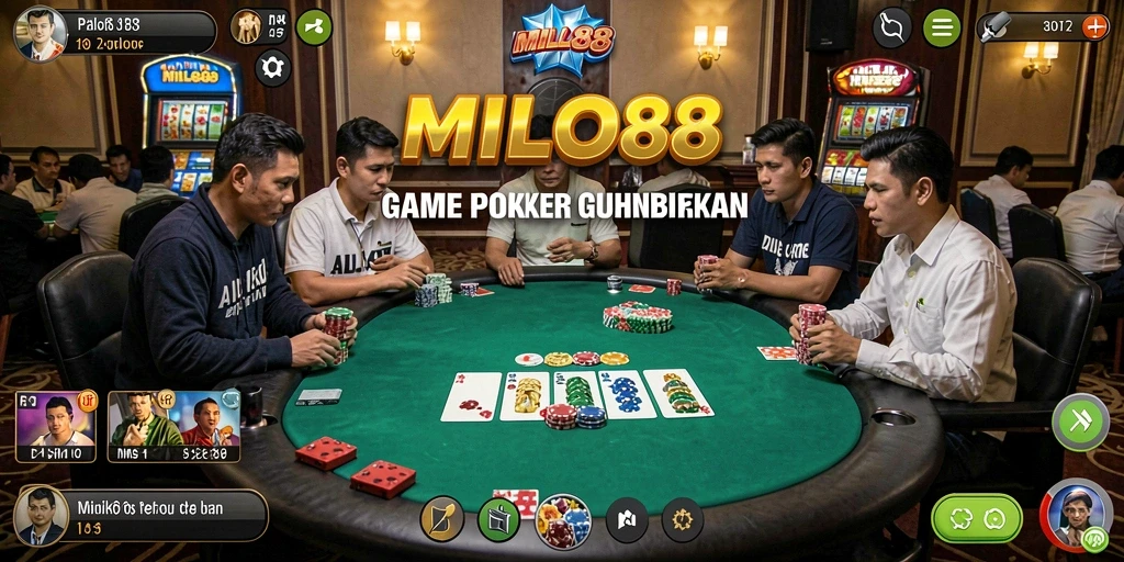 Screenshot utama MILO88 menampilkan gameplay poker yang seru.
