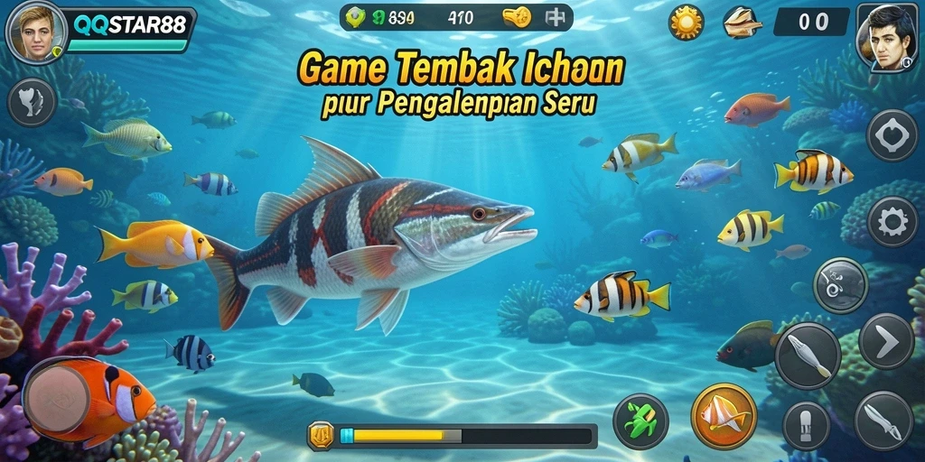 Tampilan aksi seru dalam gameplay Tembak Ikan QQSTAR88.