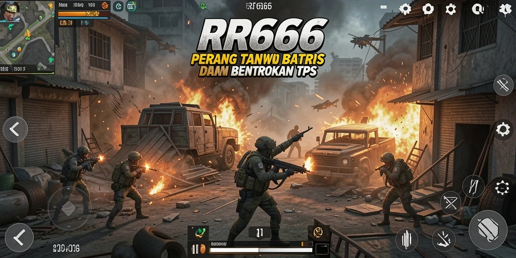 Screenshot gameplay RR666 menampilkan aksi intens dalam pertempuran TPS.