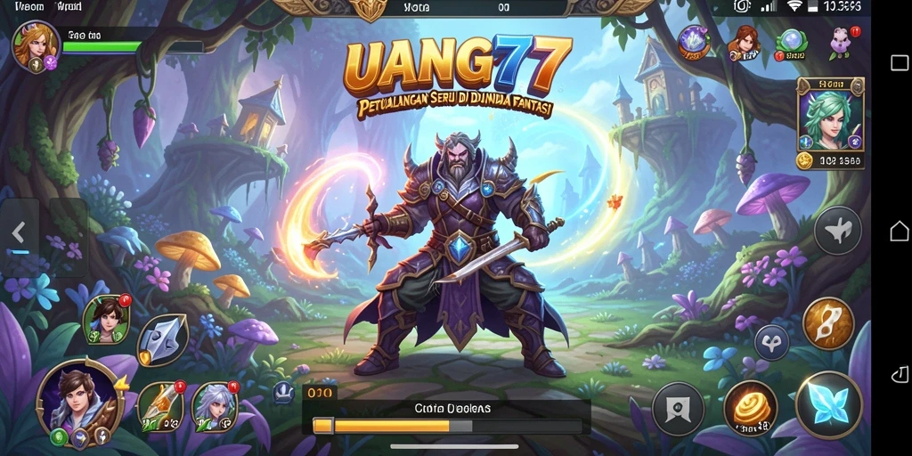 Tampilan gameplay UANG77 yang mendebarkan dengan karakter dan tantangan menarik.